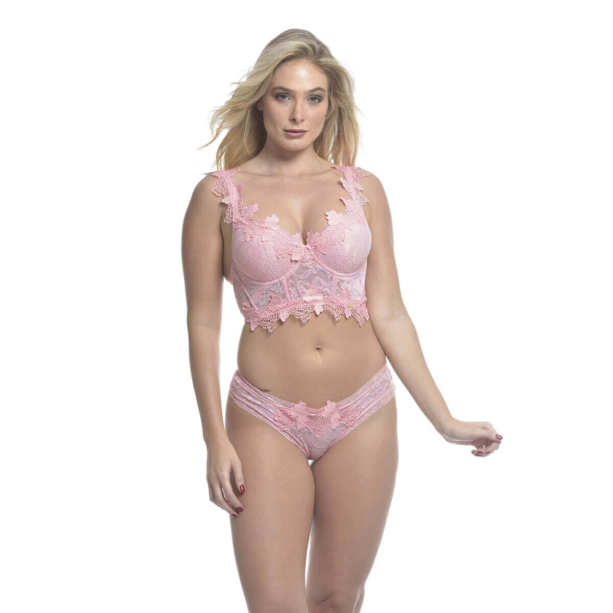 Lingerie Flor da Rosa - Conjunto em Rendão e Guipir | Disponível em 5 Tamanhos e 5 Cores - 5
