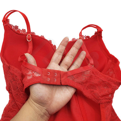 Foto 4 do produto Lingerie Flor da Rosa - Espartilho em Renda com Aplicação em Guipir, Calcinha Fio Dental e Ligas | Disponível em 4 Cores e 5 Tamanhos