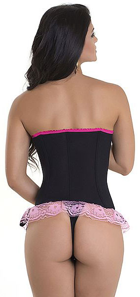 Lingerie Fogo e Paixão - Corselet Charmosa com Abertura Frontal e Calcinha Fio Dental - 3
