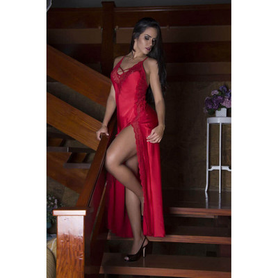 Foto 3 do produto Lingerie Garota Veneno - Camisola Longa com Fenda | Disponível em 3 Cores e 4 Tamanhos