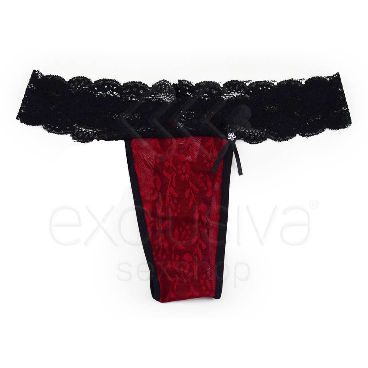 Lingerie Pimenta Sexy - Calcinha  Pérola | Cor: Vermelho com Detalhe Preto - 1