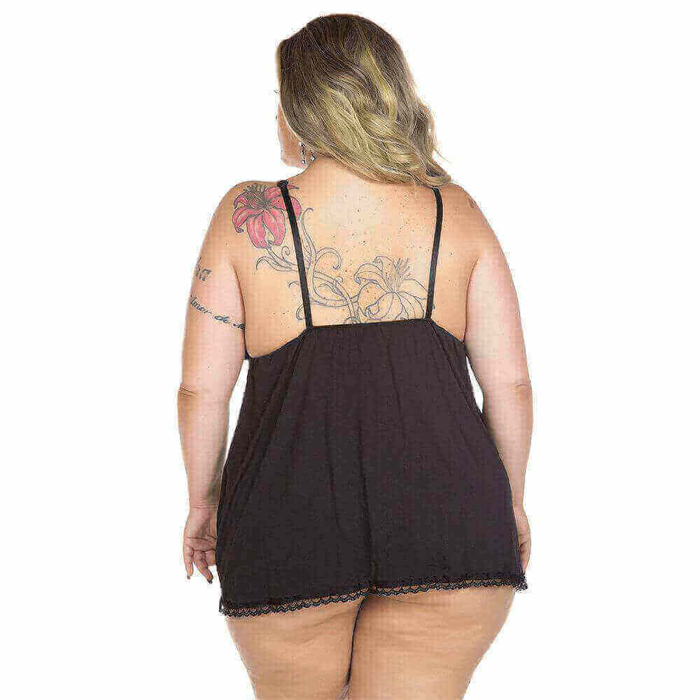 Lingerie Pimenta Sexy - Camisola Dantele Aberta Plus Size | Disponível em 4 Cores - 4