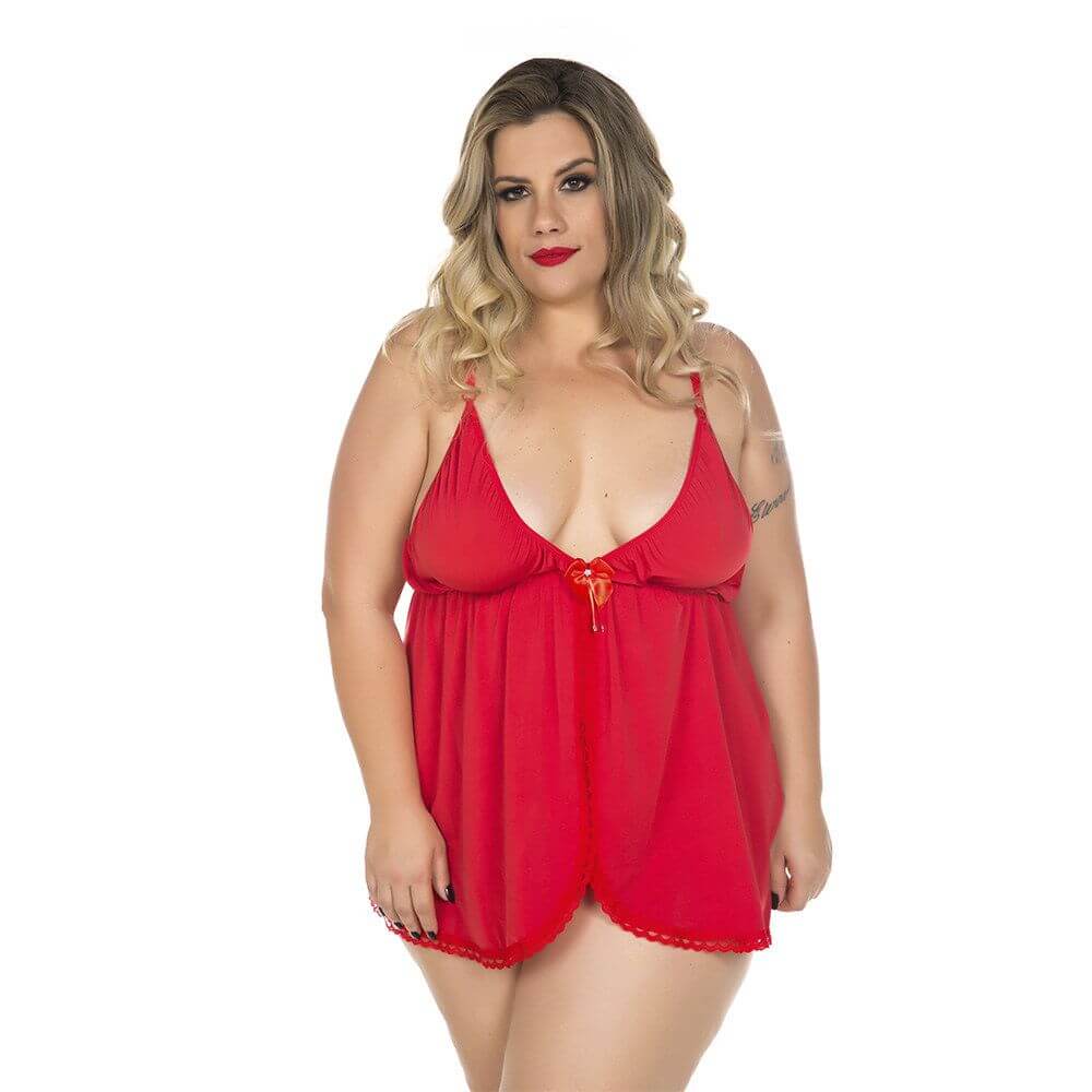 Lingerie Pimenta Sexy - Camisola Dantele Aberta Plus Size | Disponível em 4 Cores - 5