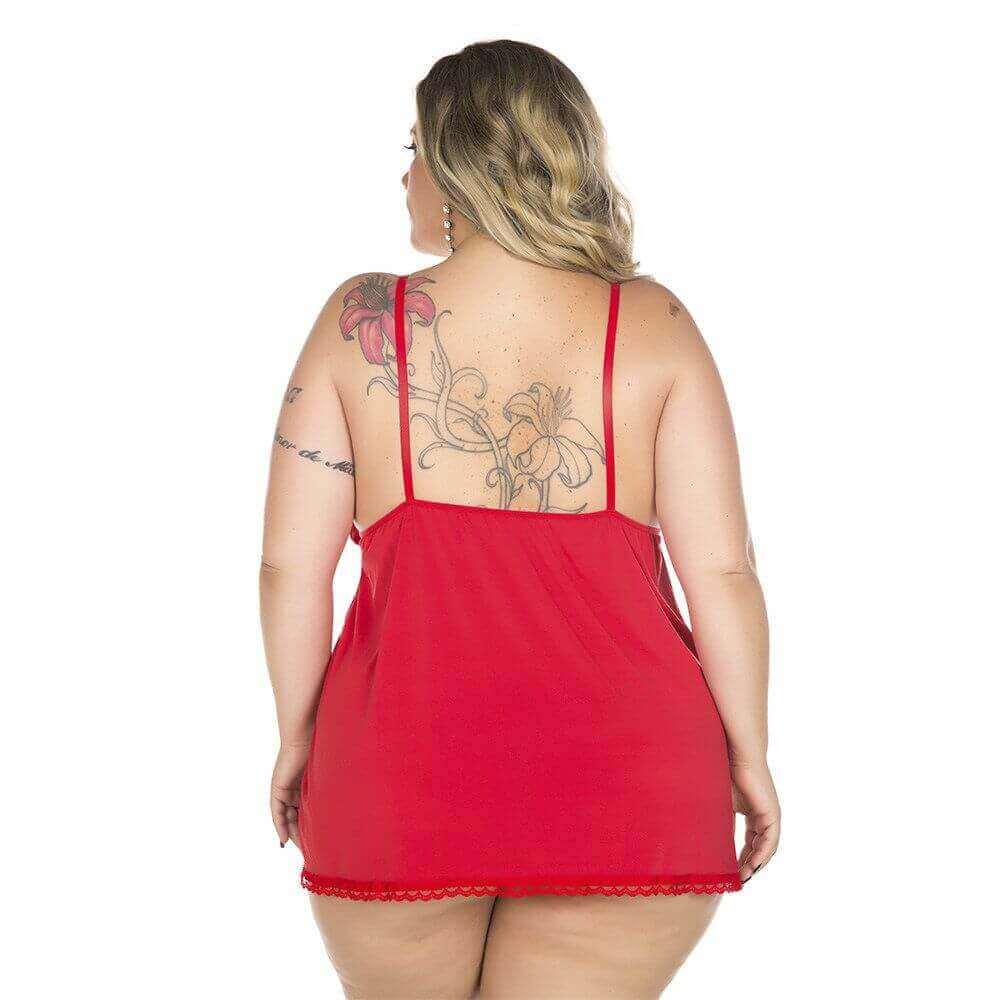 Lingerie Pimenta Sexy - Camisola Dantele Aberta Plus Size | Disponível em 4 Cores - 6
