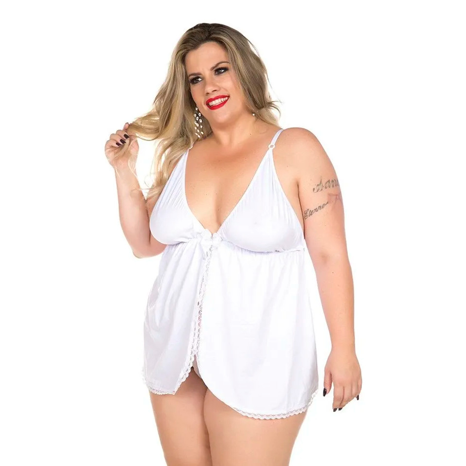 Camisola Dantele Fechada - Pimenta Sexy Lingerie | Tamanho Único Plus Size | Disponível em 4 Cores - 5