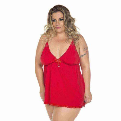 Foto 3 do produto Lingerie Pimenta Sexy - Camisola Dantele Fechada Plus Size | Disponível em 4 Cores
