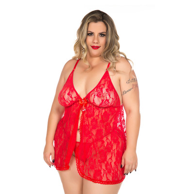 Foto 2 do produto Camisola Renda Aberta - Pimenta Sexy Lingerie | Tamanho Plus Size | Disponível em 3 Cores