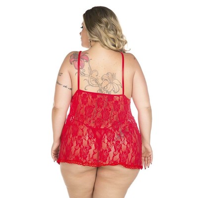 Foto 4 do produto Lingerie Pimenta Sexy - Camisola Renda Aberta - Tamanho: Plus Size | Disponível em 3 Cores