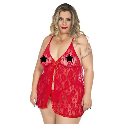 Foto 3 do produto Lingerie Pimenta Sexy - Camisola Renda Aberta - Tamanho: Plus Size | Disponível em 3 Cores