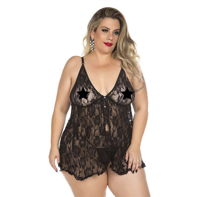 Foto 5 do produto Lingerie Pimenta Sexy - Camisola Renda Aberta - Tamanho: Plus Size | Disponível em 3 Cores