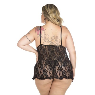 Foto 6 do produto Lingerie Pimenta Sexy - Camisola Renda Aberta - Tamanho: Plus Size | Disponível em 3 Cores