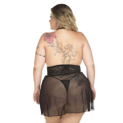 Foto 2 do produto Lingerie Pimenta Sexy - Camisola Renda Curta Plus Size | Disponível em 3 Cores