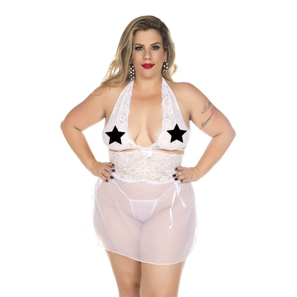 Lingerie Pimenta Sexy - Camisola Renda Curta Plus Size | Disponível em 3 Cores - 5