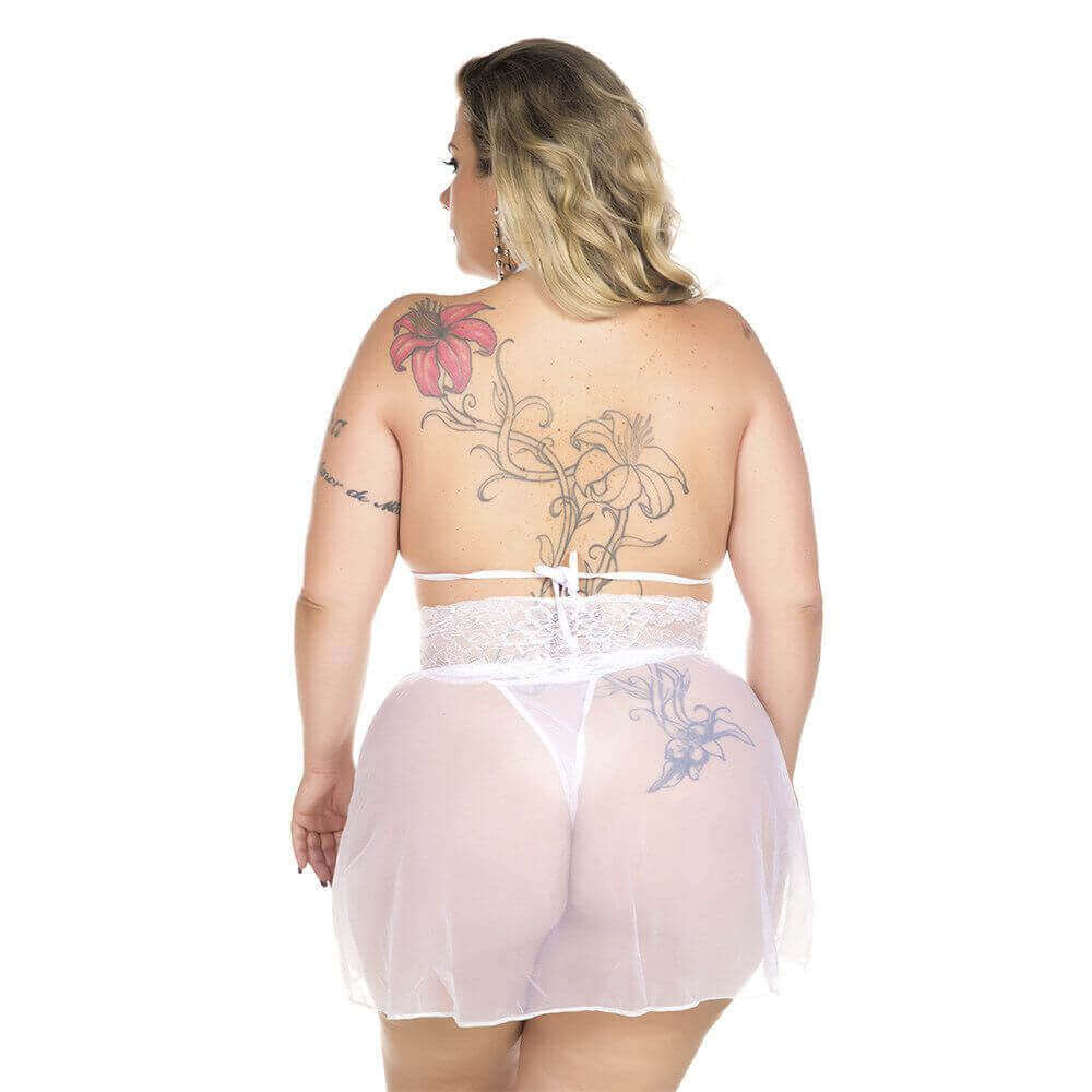 Lingerie Pimenta Sexy - Camisola Renda Curta Plus Size | Disponível em 3 Cores - 6