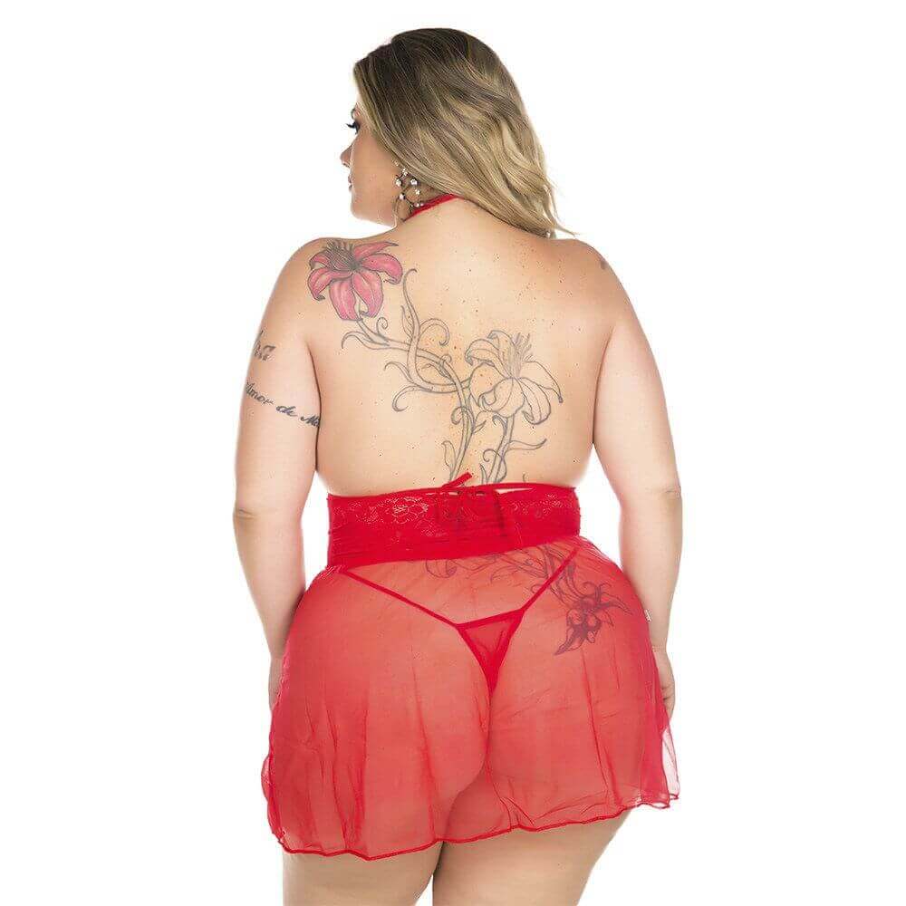 Lingerie Pimenta Sexy - Camisola Renda Curta Plus Size | Disponível em 3 Cores - 4