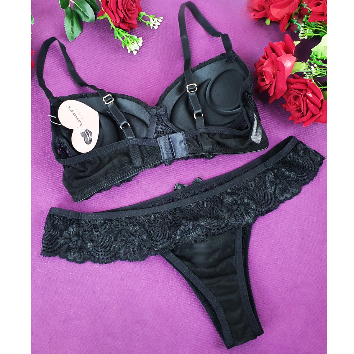 Lingerie Ranny's - Conjunto 1/2 Taça Renda Spikes | Disponível em 2 Cores e 4 Tamanhos - 2