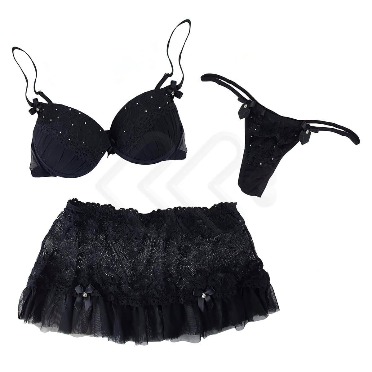 Lingerie Ranny's - Conjunto 1/2 Taça Trio Guipper Strass | Disponível em 3 Cores e 4 Tamanhos - 3