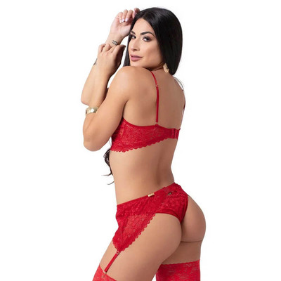 Foto 6 do produto Lingerie Sapeka - Conjunto Trio Sedução | Disponível em 3 Cores e 4 Tamanhos