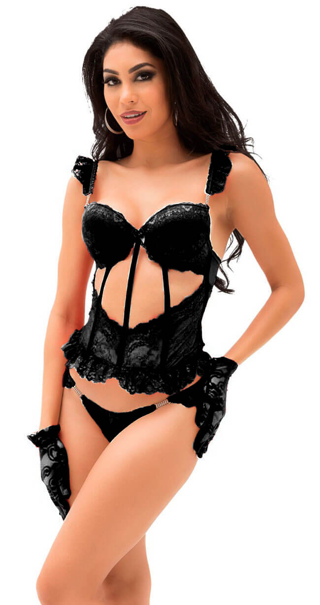Espartilho Laverne com Detalhes em Renda - Lingerie Sapeka | Disponível em 3 Cores e 4 Tamanhos - 3