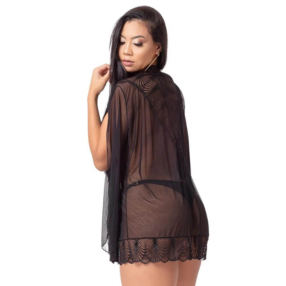 Lingerie Sapeka - Robe Cindy em Tule e Renda | Tamanho Único | Disponível em 3 Cores - 2