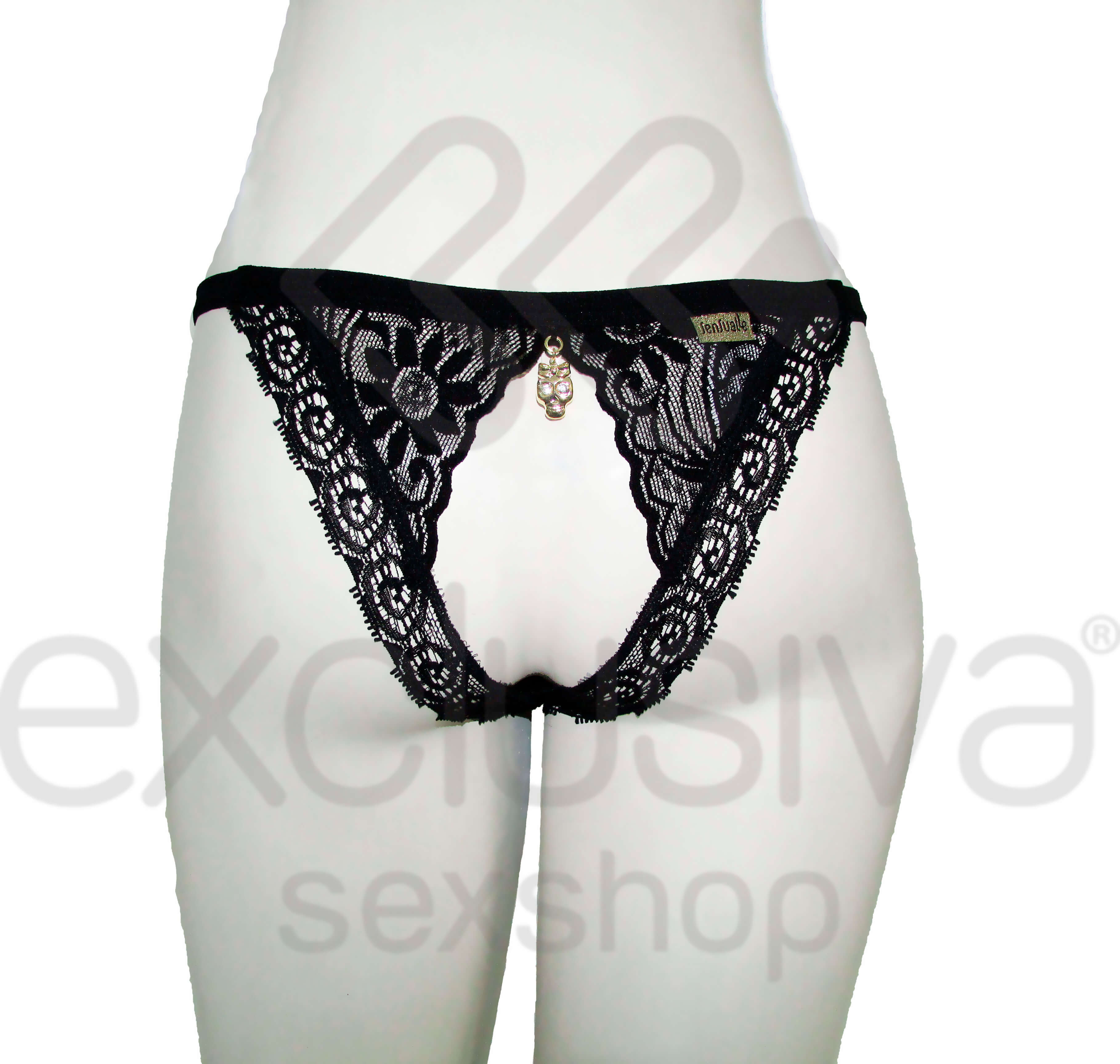 Lingerie Sensualle - Calcinha Vou Ás Compras com Abertura no Bumbum e Pingente | Disponível em 3 Cores - 5