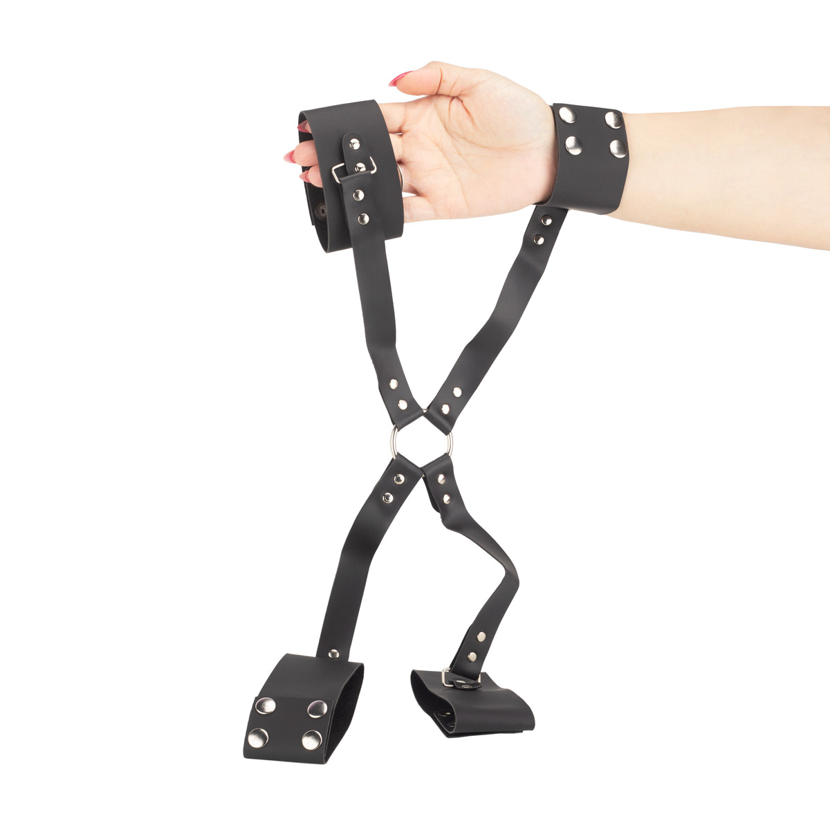 Conjunto de Algemas e Tornozeleiras com Distanciador em Couro Sintético - Sexy Fantasy Linha Sado | Tamanho Único - 6