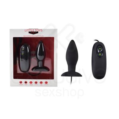 Little Toys Recargeable Butt Plug - Plug Anal em Silicone Soft Touch com 10 Modos de Vibração e Controle Remoto - 9,8 x 3,2 cm