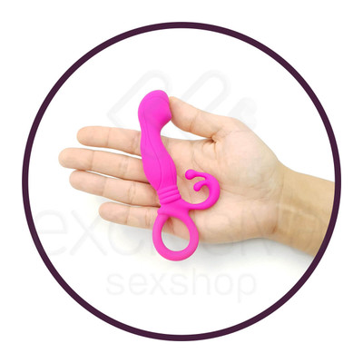Little Turtle - Estimulador de Próstata em Silicone Soft Touch com Estimulador de Períneo e Alça de Segurança - 12,5 x 2 cm | Cor: Rosa