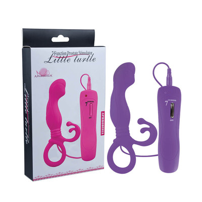 Foto 2 do produto Estimulador de Próstata com 7 Modos de Vibração em Silicone Soft Touch com Estimulador de Períneo e Alça de Segurança - Little Turtle | Disponível em 2 Cores | 12,5 x 2 cm