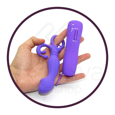 Estimulador de Próstata com 7 Modos de Vibração em Silicone Soft Touch com Estimulador de Períneo e Alça de Segurança - Little Turtle | Disponível em 2 Cores | 12,5 x 2 cm