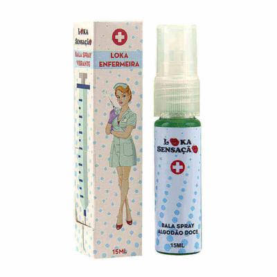 Gel Beijável em Spray com Efeito Vibrante - Loka Enfermeira | 15 ml | Sabor: Algodão Doce