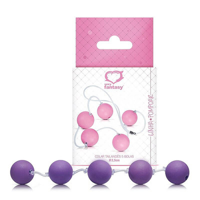 Foto 1 do produto Love Balls Sexy Fantasy - Colar Tailandês com 5 Esferas e Cordão em Silicone - Tamanho: P | Cor: Lilás