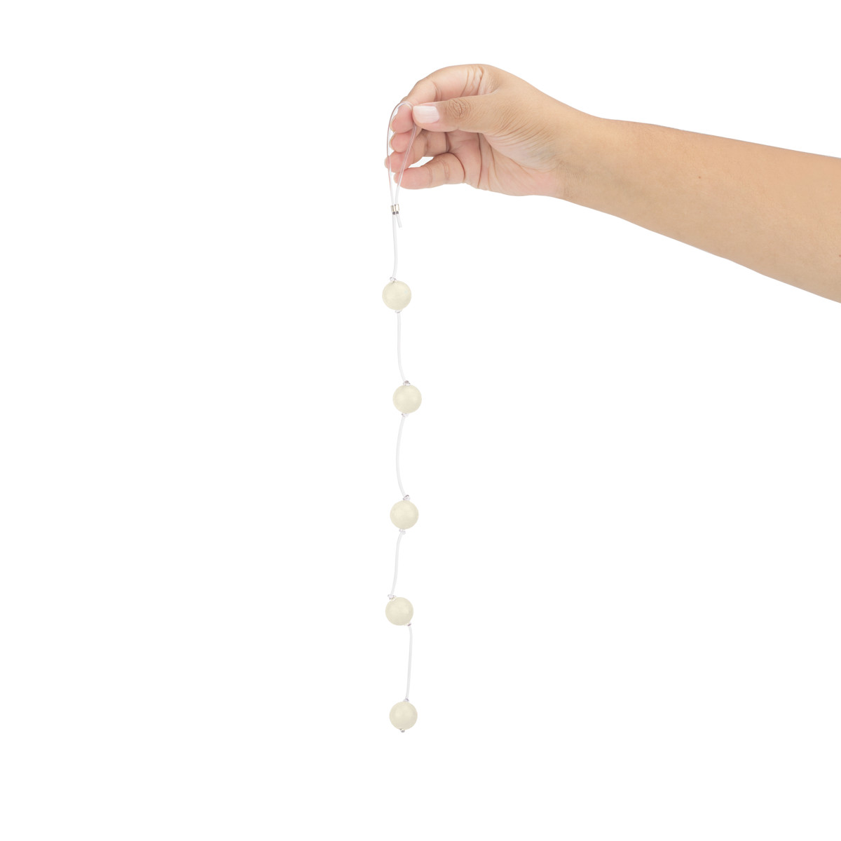 Colar Tailandês com 5 Esferas e Cordão de Silicone no Tamanho P - Sexy Fantasy | Cor: Branco - 3