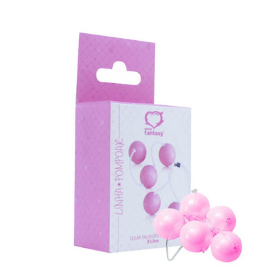 Love Balls Sexy Fantasy - Colar Tailandês com 5 Esferas e Cordão em Silicone - Tamanho: P | Cor: Rosa