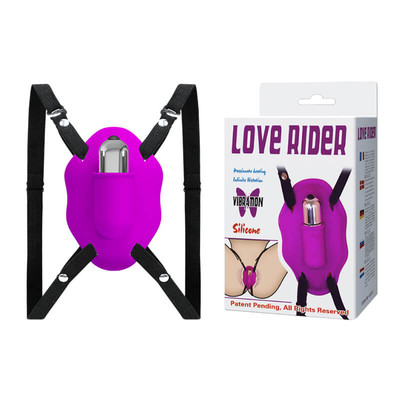 Love Rider - Cinta com Estimulador Clitoriano em Silicone e Cápsula com 10 Modos de Vibração - 10,7 x 6,5 cm