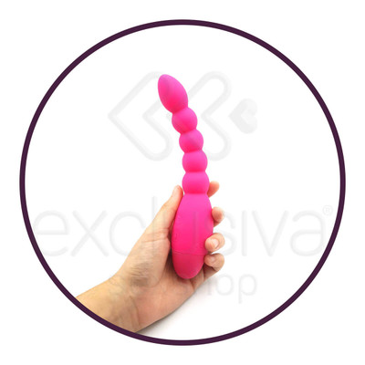 Foto 3 do produto Lovers Beads - Plug Anal Escalonado com 10 Modos de Vibrações - 18,2 x 2,4 cm | Cor: Rosa