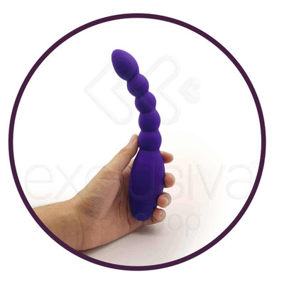 Foto 3 do produto Lovers Beads - Plug Anal Escalonado com 10 Modos de Vibrações - 18,2 x 2,4 cm | Cor: Roxo