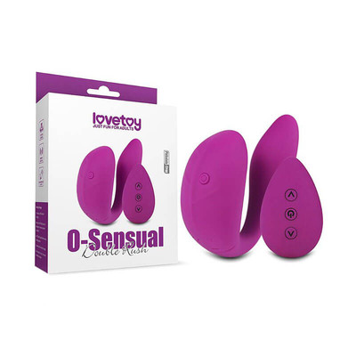 Vibrador de Casal em Silicone Aveludado com 11 Modos de Vibração e Controle Remoto Sem Fio - Lovetoy 0-Sensual Double Rush | 7 x 2,8 cm