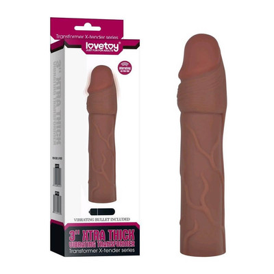 Foto 1 do produto Lovetoy 3 Xtra Thick - Capa Peniana Extensora com Preenchimento e Vibração na Ponta - 18 x 4 cm