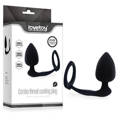 Foto 1 do produto Lovetoy - Anel Peniano com Plug Anal em Formato Cônico - 7,2 x 4,1 cm