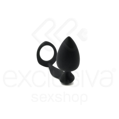 Foto 2 do produto Lovetoy - Anel Peniano com Plug Anal em Formato Cônico - 7,2 x 4,1 cm