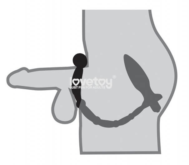 Lovetoy - Anel Peniano com Plug Anal em Formato Cônico e Duas Cápsulas Vibratórias - 9 x 3,8 cm - 2