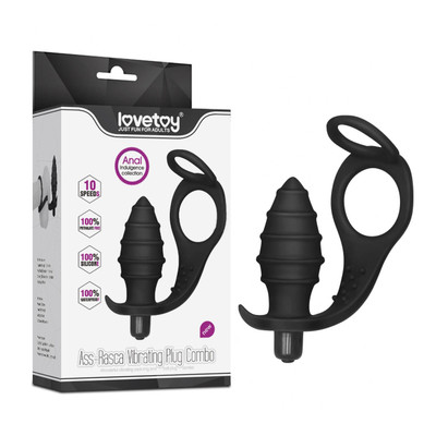 Lovetoy Ass-Rasca Vibrating Plug - Estimulador de Próstata com Anel Duplo e 10 Modos de Vibração