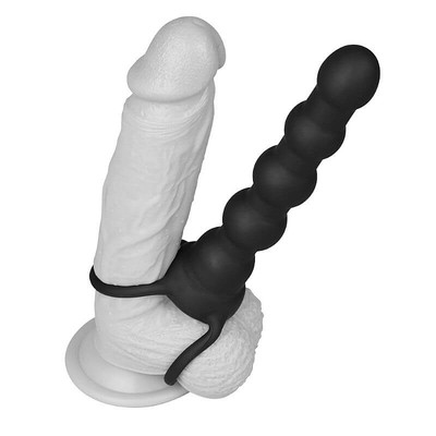 Foto 3 do produto Anel Companheiro com Penetrador Anal, Bullet de Vibração Única e Anel Escrotal - Lovetoy Balled Double Prober | 14 x 2,9 cm