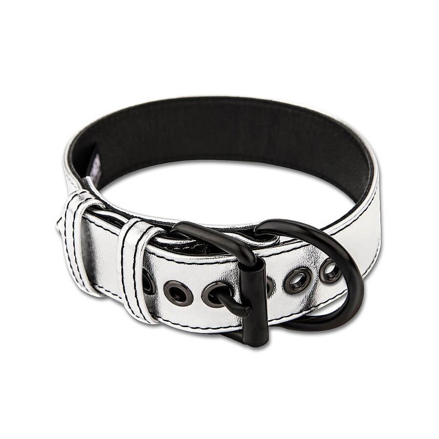 Lovetoy Bondage Fetish Collection - Coleira em Couro Sintético com Corrente de Metal | Cor: Prata - 3