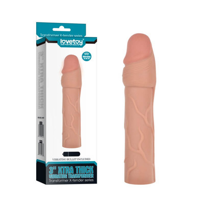 Foto 1 do produto Lovetoy - Capa Peniana Extensora com Preenchimento na Ponta e Cápsula Vibratória - 17,5 x 3,5 cm