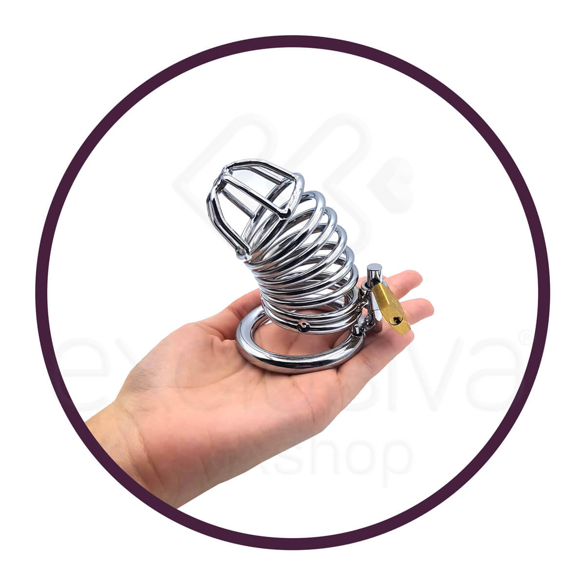 Cinto de Castidade Masculino em Aço com Argolas e Anel para Escroto - Lovetoy - 8,7 x 4,4 cm - 3