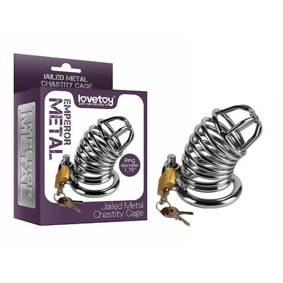 Cinto de Castidade Masculino em Aço com Argolas e Anel para Escroto - Lovetoy - 8,7 x 4,4 cm