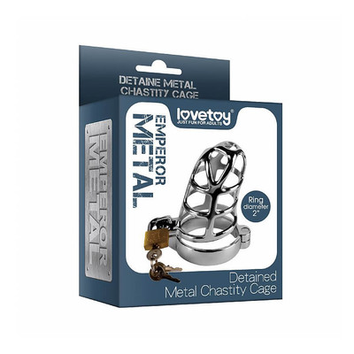 Lovetoy - Cinto de Castidade Masculino em Aço com Grade e Anel para Escroto - 9,2 x 4,1 cm