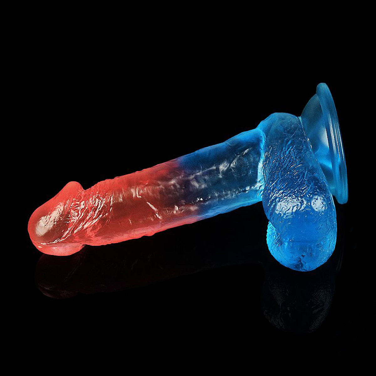 Prótese Peniana Bicolor Realística com Glande Definida, Escroto e Ventosa - Lovetoy Dazzle Studs 7.5" | 14 x 4 cm - 4